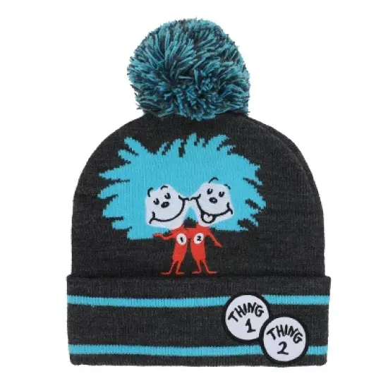 Dr. Seuss Thing 1 and Thing 2 Youth Cuffed Pom Beanie and Gloves Set image {1}