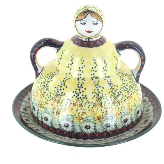 Blue Rose Polish Pottery B001 Manufaktura Cheese Lady image {9}
