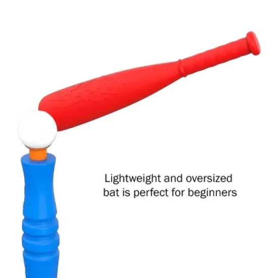 Toy Time Kids' T-Ball Set with Bat and 3 Balls for Baseball Practice - Blue/Orange/Red image {4}