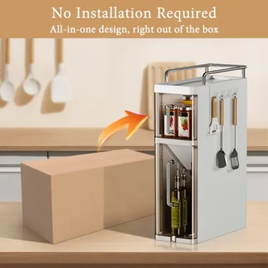 CuisinSmart Deaktop Spice Rack with Dustproof Doors for Kitchen, Spices Organizer for Cabinet- for Spices, Spoons, Knifes&Forks, Kitchenware image {4}