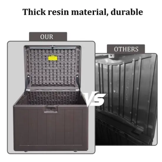 Extra Thin 35 Gallon Resin Deck Box, Heavy Duty Storage Box for Pool Accessories, Patio Furniture, Cushions and Garden Tools image {4}