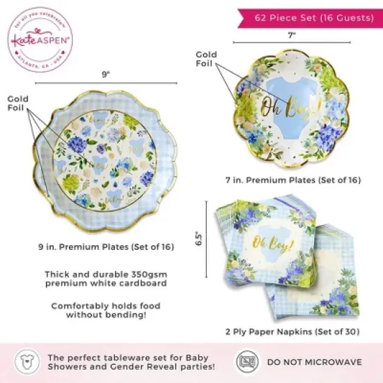 Kate Aspen Floral & Gingham Baby Shower Onesie Tableware Set image {6}