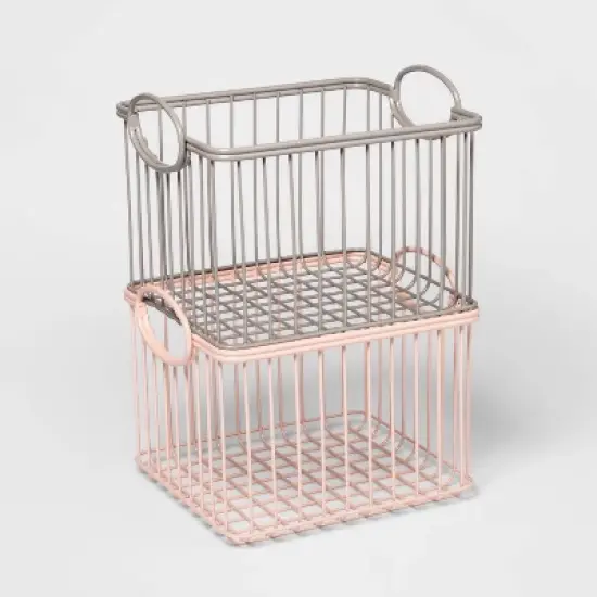 Wire Stackable Kids' Storage Basket Gray - Pillowfort&trade; image {3}