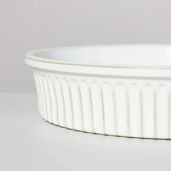 10.5" Fluted Stoneware Pie Dish Cream - Hearth & Hand&trade; with Magnolia image {2}