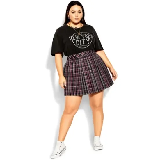 Women's Plus Size Varsity Check Skirt - berry | CCX image {2}