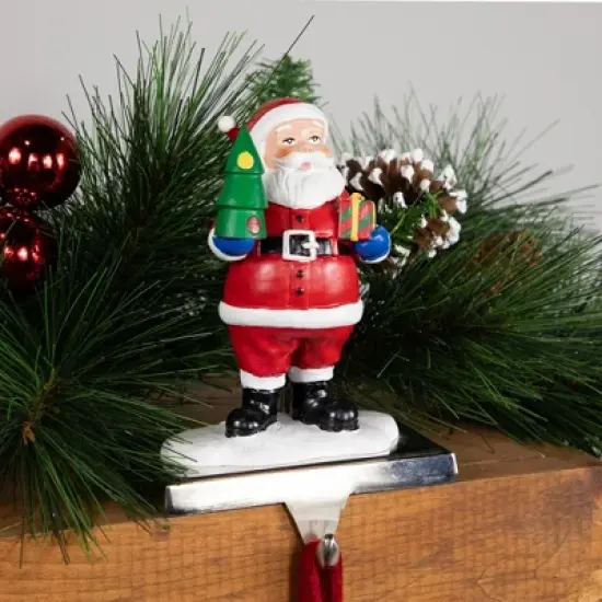 Northlight 6.25" Santa Claus with Tree and Present Christmas Stocking Holder image {1}