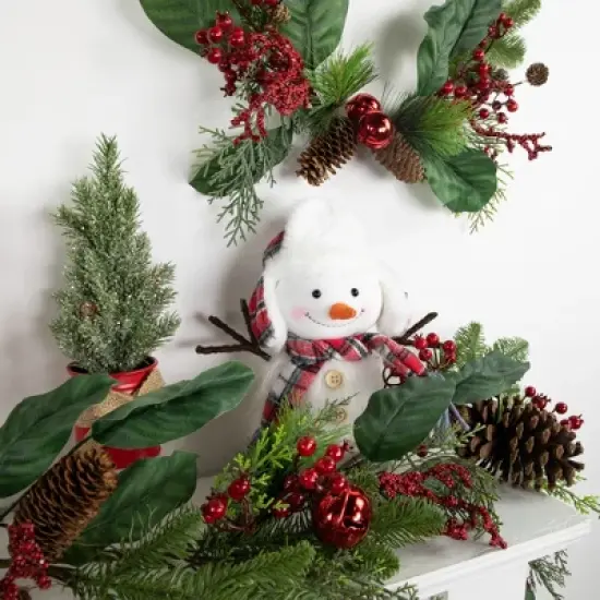 Northlight Snowman in Plaid Trapper Hat and Scarf Christmas Decoration - 10.25" image {3}