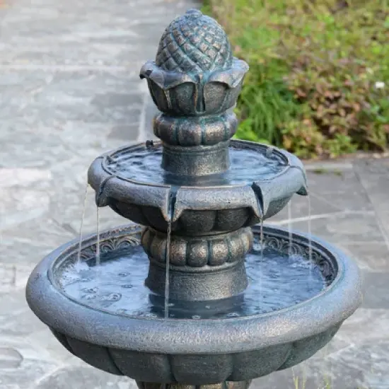 Teamson Home 39" 2-Tier Birdbath Water Fountain Antique Copper image {4}