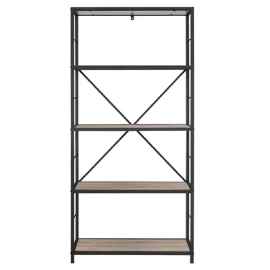 63" 4 Shelf Industrial Transitional Tall Bookshelf - Saracina Home image {3}