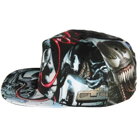 Marvel Comics Venom Sublimated All Over Print Snapback Hat Cap NEW Black image {1}
