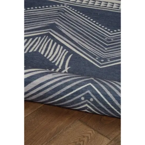 Lyerly Washable Outdoor Rug Navy/Ivory - Linon image {4}