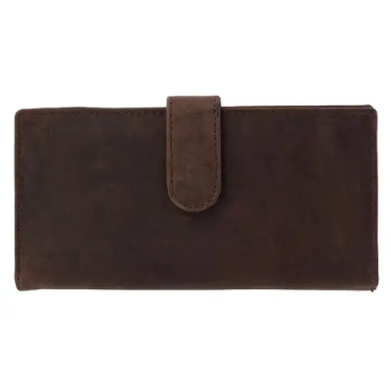 CTM Vintage Leather RFID Checkbook Cover Wallet with Snap Closure image {2}