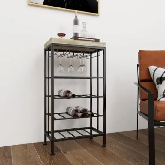 Industrial Metal Rectangle Wine Rack Black - Olivia & May image {21}