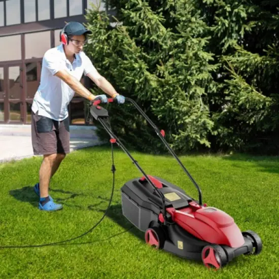 Tangkula Electric Lawn Mower 13" 10 Amp Corded Lawnmower with 25 L Grass Collection Box Red image {1}