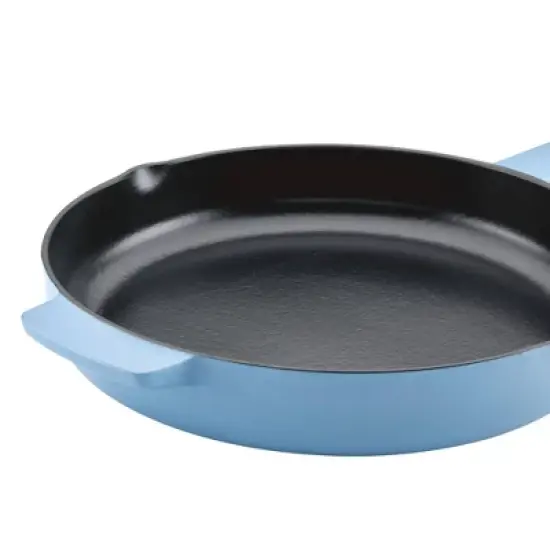 KitchenAid 12" Enameled Cast Iron Induction Skillet with Helper Handle and Pour Spouts Blue Velvet image {3}