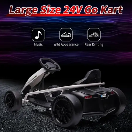 24V 9Ah Kids Ride-On Go-Kart Toy, High-Speed 8MPH Drifting Car with Powerful Motors image {2}