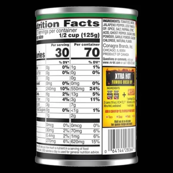 Rotel Xtra Hot Diced Tomatoes with Ghost Peppers - 10oz image {6}