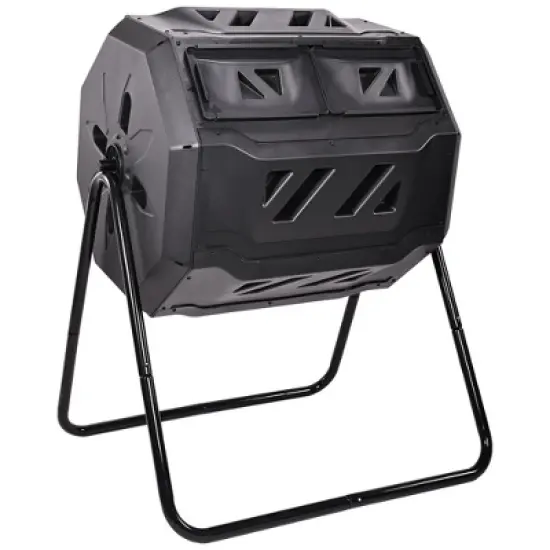 Swtroom Outdoor Plastic Dual Chamber 360 ⁰ Tumbling Composter Bin for Garden Kitchen Yard 35 Gallon image {6}