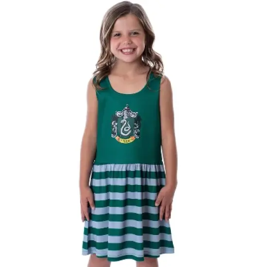 Harry Potter Girls All Houses Crest Logo Tank Stripe Accent Pajama Nightgown image {5}