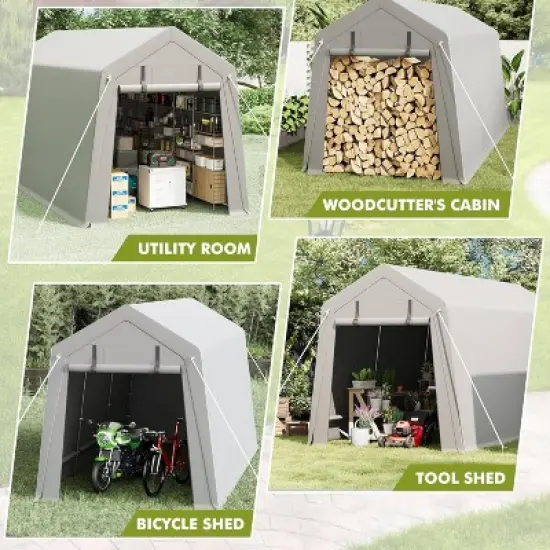 GustoWave 7X15 Ft Outdoor Storage Shed, Portable Garage Tent, Carport Canopy for Motorcycle image {2}