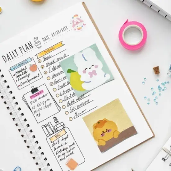 Wrapables Cute and Funny Animal Sticky Notes, Adhesive Memo Notepads for Home, Office, Work, Bunny and Kitty 4pc image {4}