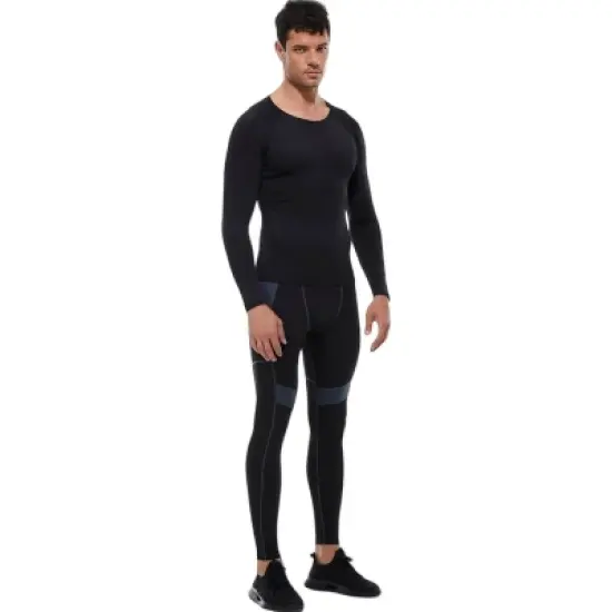 Anna-Kaci Active Men's Long Sleeve Athletic Compression Shirt with Crew Neckline and Stretch Fit Performance Fabric image {4}