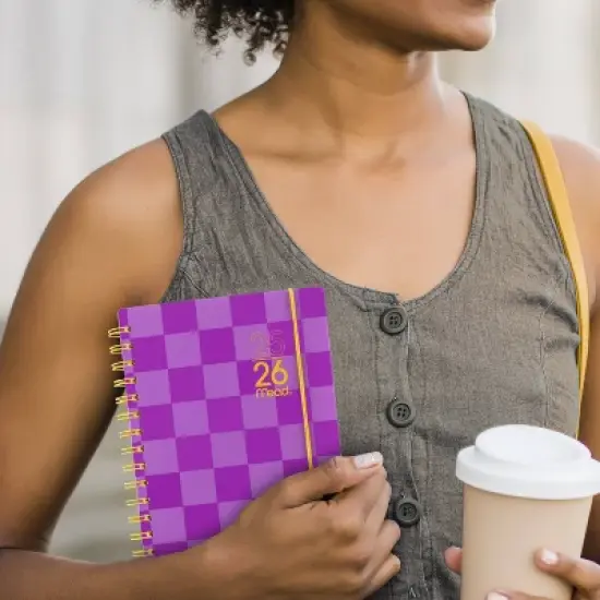 Mead 8.72"x6.02" 2025-2026 Small Color Pop Purple Check Planner image {9}