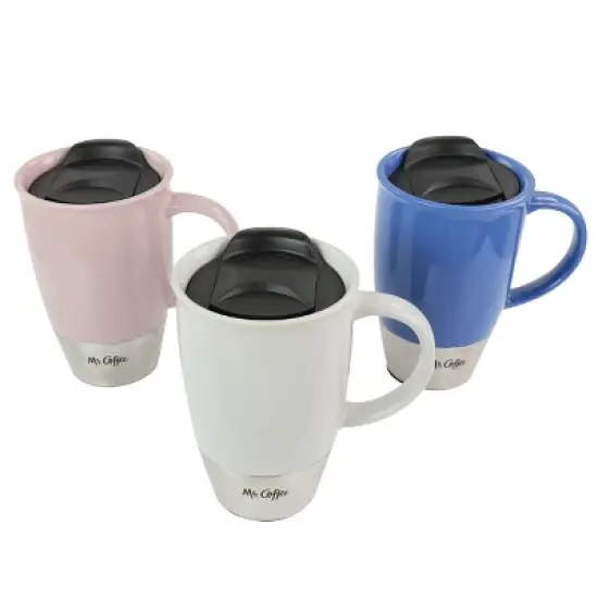 Mr. Coffee14 oz Stoneware Assorted Travel Mugs set of 3 image {8}