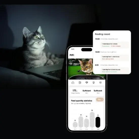 PiFi All-in-One Smart Pet Feeder AI-Powered Dog Feeder - Indoor & Outdoor Use - Dual 1080p HD Cameras - Two-Way Audio image {4}