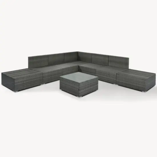 8-Pieces Outdoor Wicker Modular Sectional Sofa Set with Coffee Table, Free Combination image {6}