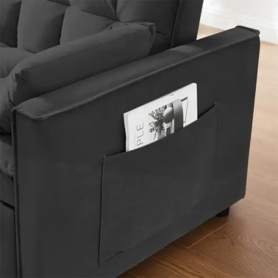 XINGHANZHENXUAN 3-in-1 Velvet Convertible Loveseatm, Sleeper Sofa Bed with Adjustable Backrest & Storage image {7}