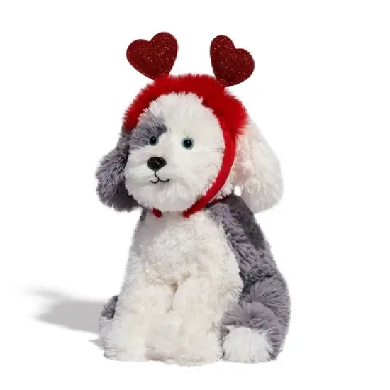 FAO Schwarz 12" Sparklers Toy Plush Sheep Dog with Removable Red Heart Boppers image {4}