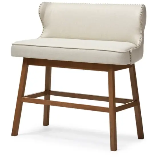 Gradisca Modern And Contemporary Fabric Button Tufted Upholstered Bar Bench Banquette - Baxton Studio image {4}