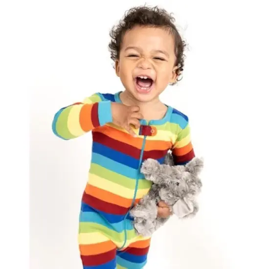 Leveret Kids Footed Boys Striped Cotton Pajamas image {1}