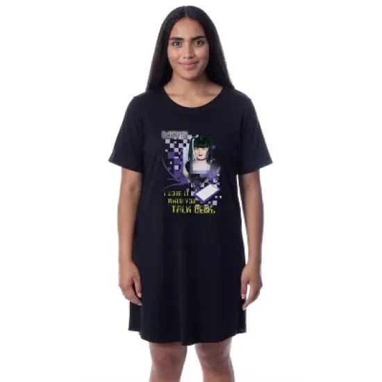 NCIS Womens' Abby Sciuto Character Talk Geek Nightgown Sleep Pajama Shirt Black image {3}