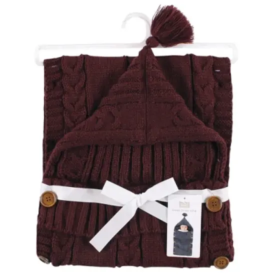 Hudson Baby Infant Girl Knitted Baby Lounge Stroller Wrap Sack, Burgundy, One Size image {1}