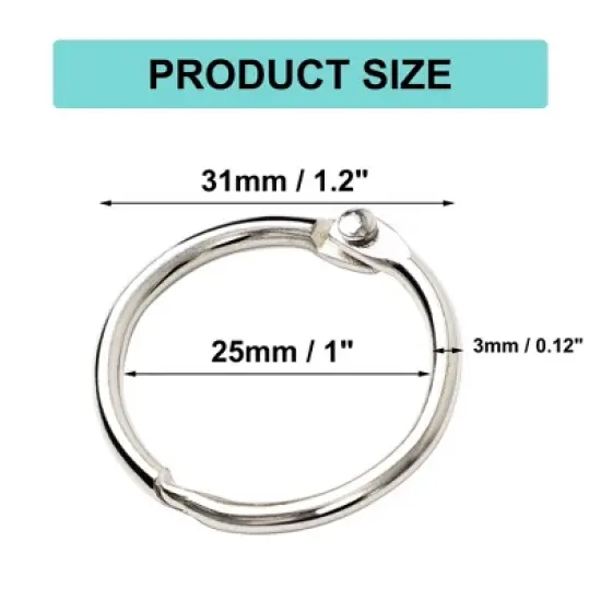 Unique Bargains Office Book Binder Rings Silver Tone 20Pcs image {5}