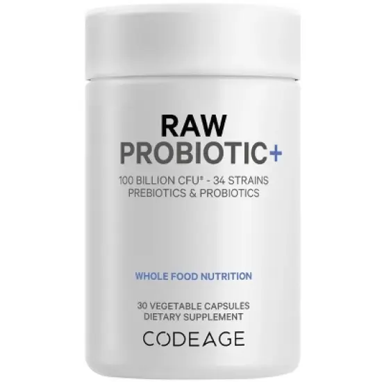 Codeage Raw Probiotic100 Billion CFU, Digestive Enzymes, Raw Fruits & Vegetable Prebiotics Supplement - 30ct image {16}