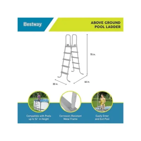 Bestway: 52" Steel Above Ground Swimming Pool Ladder No-Slip Steps image {1}