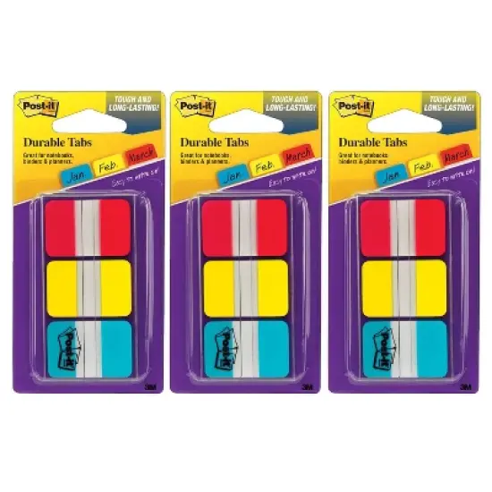 Post-it Tabs, 1" Solid, Red, Yellow, Blue, 66 Tabs & Dispenser Per Pack, 3 Packs image {5}