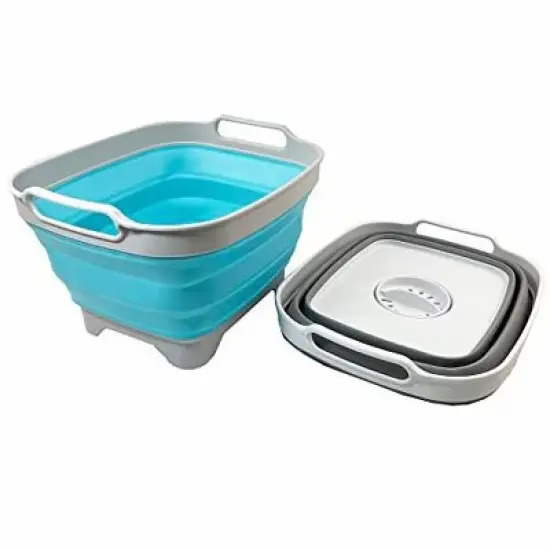 SAMMART 7.5L (2 Gallons) Collapsible Dishpan with Draining Plug image {1}