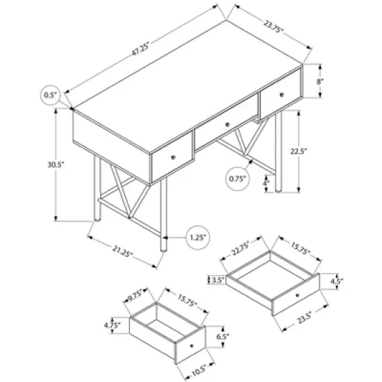 PAGED 47.25" L Gaming Desk with Metal Legs, Modern Industrial Office Desk with Storage Drawers, Computer Desk for Living Room image {4}