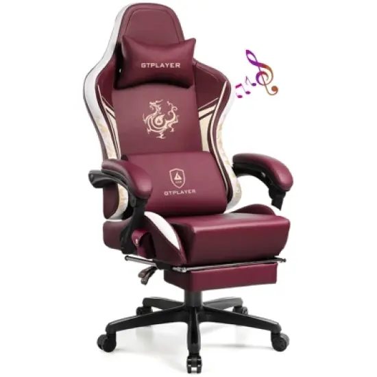 GTPLAYER Pro Gaming Chair with Bluetooth Speakers and Footrest, Dragon Series Video Game Chair image {13}