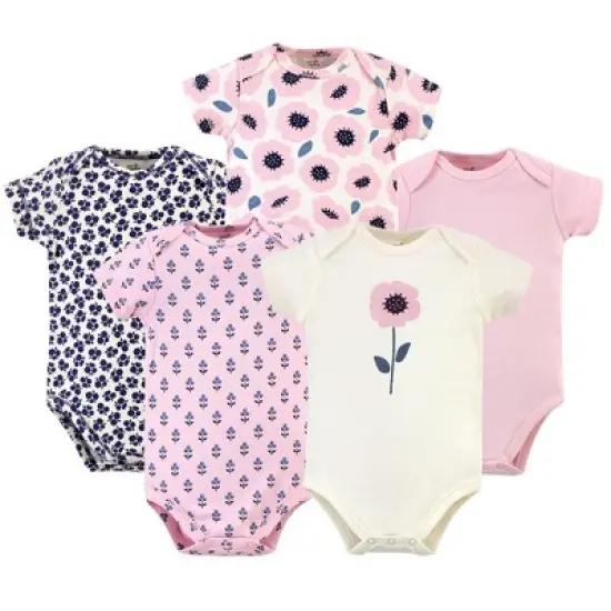 Touched by Nature Baby Girl Organic Cotton Bodysuits 5pk, Blossoms image {6}