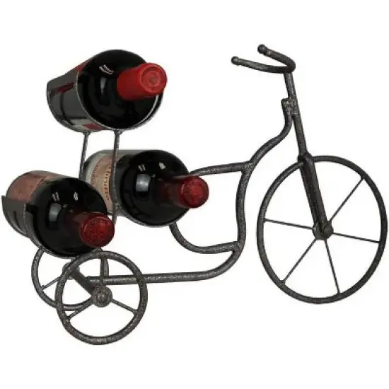 LIVEVIE Classic Vintage Bike Delivery Style Wine Rack Freestanding Wine Holder for 3 Bottles - Countertop Tabletop Wine Organizer image {3}
