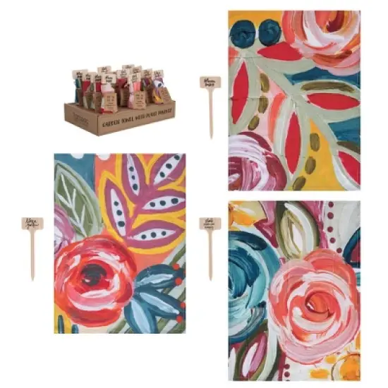 Transpac Plywood Plant Marker Fabric Garden Towel Home Decor Spring Kitchen Textiles Wood image {2}