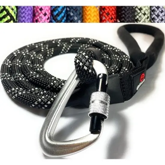 Enthusiast Gear Reflective Rope Dog Leash with Locking Carabiner for Large Medium Small Breeds and Puppy (6&rsquo; Feet) image {6}
