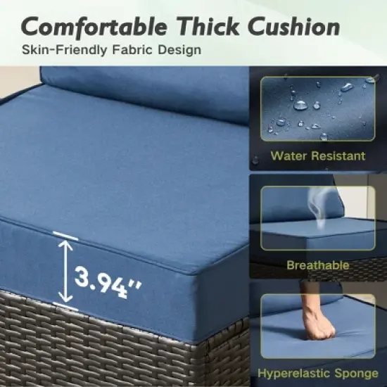 XIZZI Modular Patio Furniture Set, Outdoor Sofa Set with Corner Units, Center Sofas & Coffee Table, Durable & All-Weather Design, 7 Pcs/Set, Dark Blue image {7}