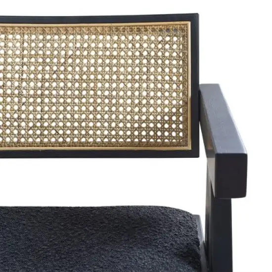 Jennifer Taylor Home Milan 29.5 inch Modern Resin Webbing Back Bar Stool with Arms, Set of 3, Ebony Black Boucle image {3}