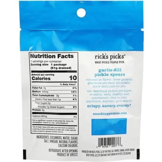 Rick's Picks Snacking Pickles Garlic Dill Pickle Spears - Case of 12/2.2 oz image {2}